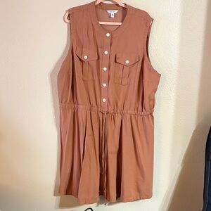 Nine West Sleeveless Button-Front Mini Dress in Brown